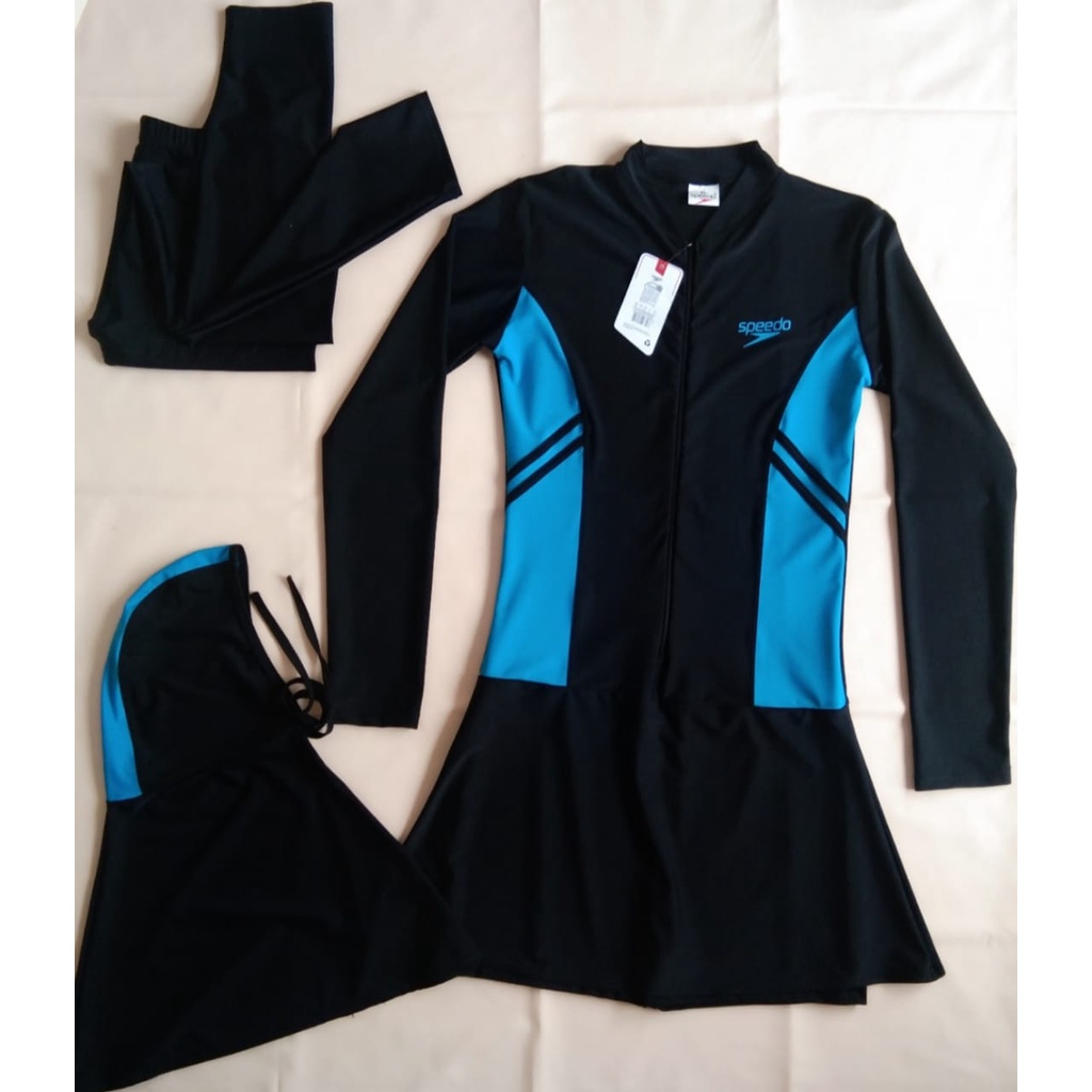 Baju renang muslim muslimah wanita dewasa merk speedo size M L XL 5L  jumbo bahan lycra nylon super