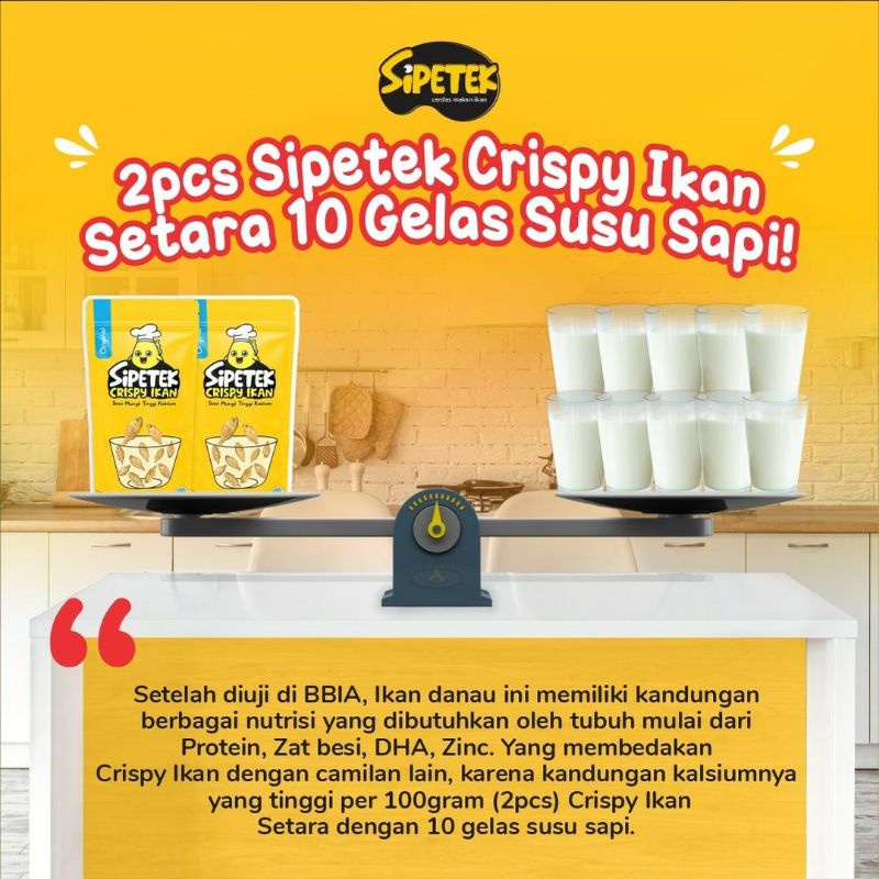 

makanan ringan cemilan renyah sipetek ikan crispy