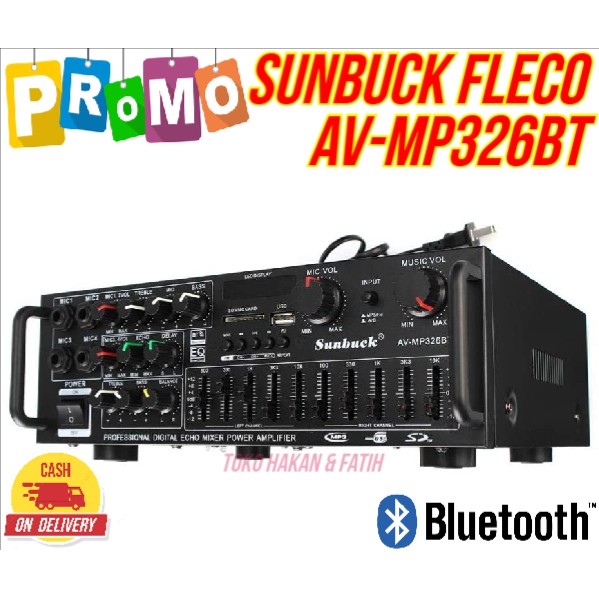 Sunbuck Audio Original Fleco AV-MP326BT - Amplifier AV MP 326 Bluetooth USB/SD/FM/MP3- FLECO TERBARU