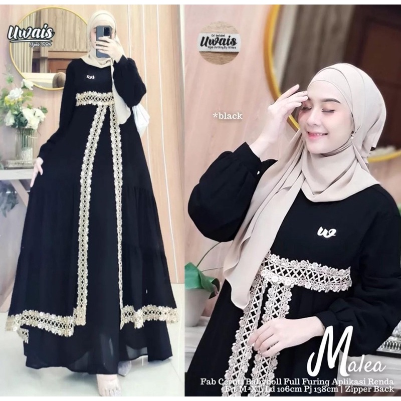 T-R Dress Ceruty Aplikasi Renda Terbaru 2022 / Malea Dress Maxi / Dress Renda Jumbo Wanita Terbaru / Dress Ceruty Polos /Dress Kondangan Aplikasi Renda / Dress Pesta Wanita Terbaru-2