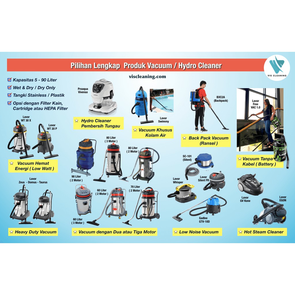 Vacuum Cleaner 20 L Low Watt High Power - Lavor WT 20 P (Plastic Body)