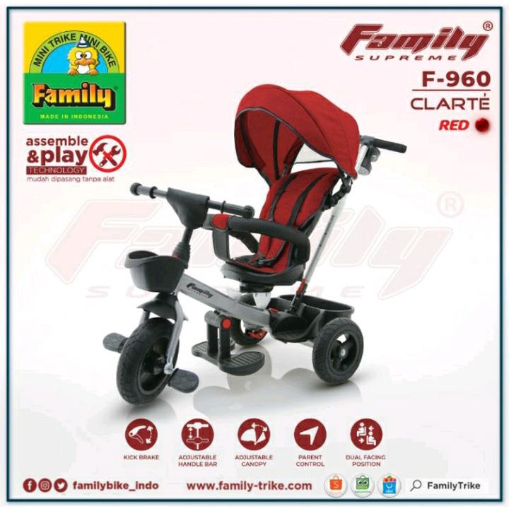 Family Tricycle Clarte F-960 / Sepeda Anak Roda Tiga