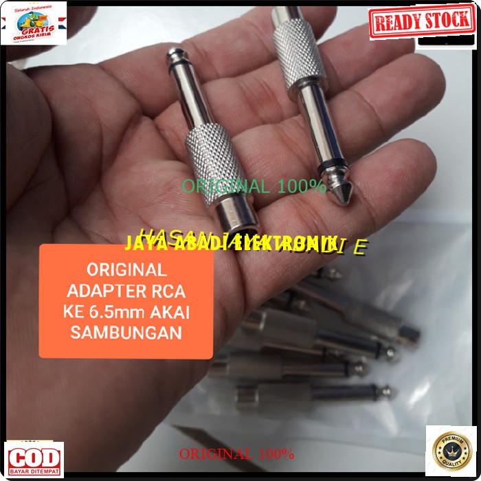 G250 JACK RCA CEWE JEK AKAY 6,5 MM COWO MIC ADAPTER MIK KONEKTOR MIKROPHONE SAMBUNGAN SPLITTER AUDIO SOUND EXTENSION PENYAMBUNG SUARA HEADSET HEADPHONE CONVERTER FEMALE MALE CANON AUX DVD AMPLI STEREO ORIGINAL MALE FEMALE HARGA SATUAN