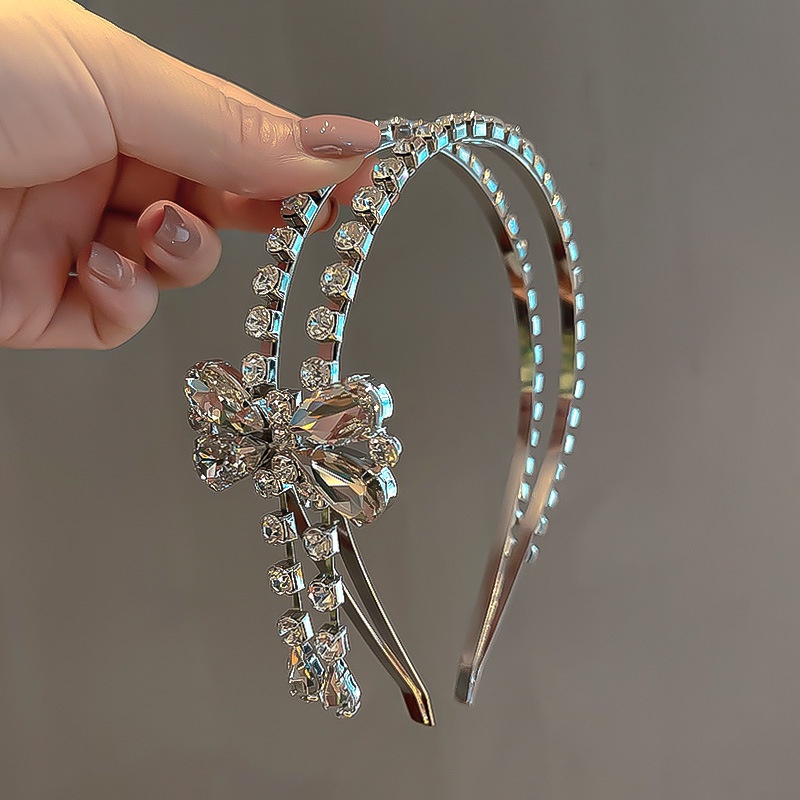 European and American Style Zircon Crystal Bow Hairband Double-layer Temperament All-match Fashion Hair Accessories