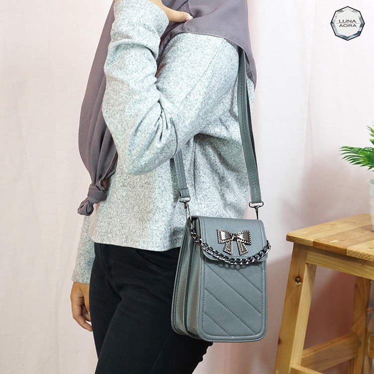 Luna Aura Tas Pouch Hp Wanita Bordir Pita Rantai 2431 Tas Murah Tas ootd Tas Wanita Kekinian