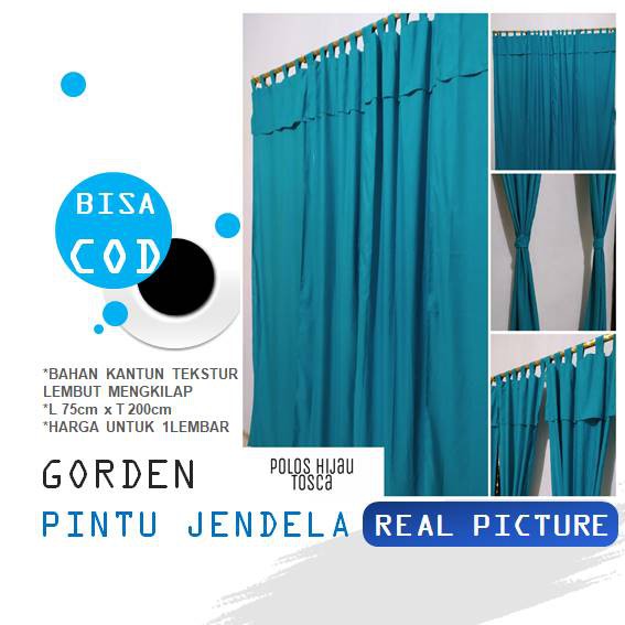 (COD) Termurah Gorden Pintu / Gorden Jendela / Gordeng Jendala / Tirai Pintu Polos Embos Tosca Hijau