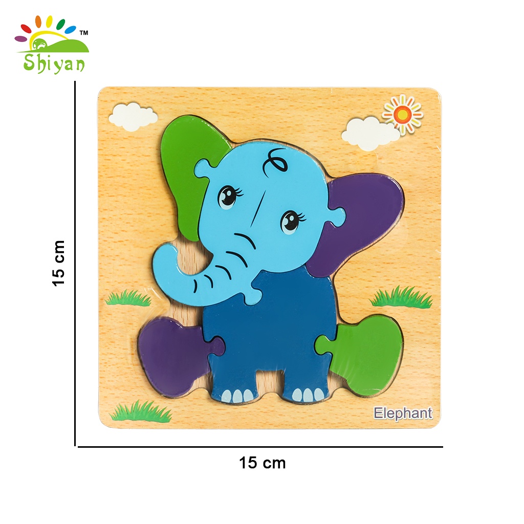 [Shiyan] mainan puzzle kayu jenis jigsaw warna / mainan edukasi anak 3D wooden puzzle children education toys jigsaw