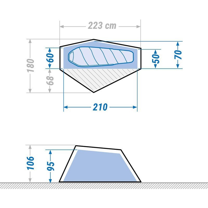 Forclaz Tenda Trekking 900  Self Standing 3 Seasons 1 Person - Grey