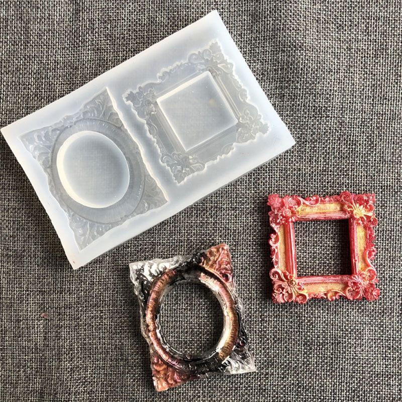 Glitter Handmade Photo Frame Resin Mold Silicone Picture Frame Fondant Mold Art Craft