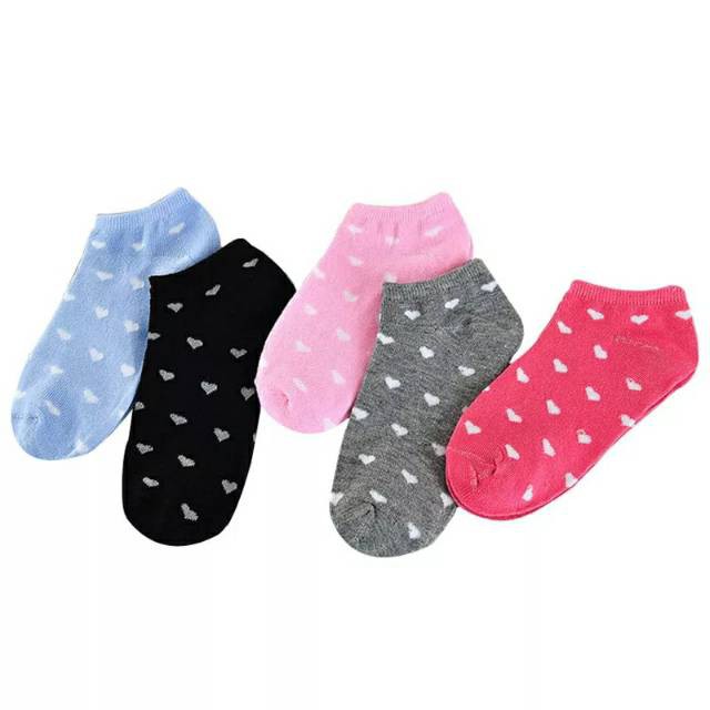 Kaos Kaki Cewek Semata Kaki Pendek Wanita IMPORT Kaos Kaki Ankle Love Kaos Kaki Perempuan Kaos Kaki Mata Kaki Motif Heart