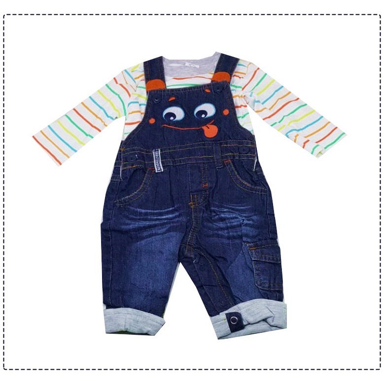 Overall Kaos Anak Bayi Import Sailor Stripe/ Overall Jeans Kaos Stripe Anak Laki