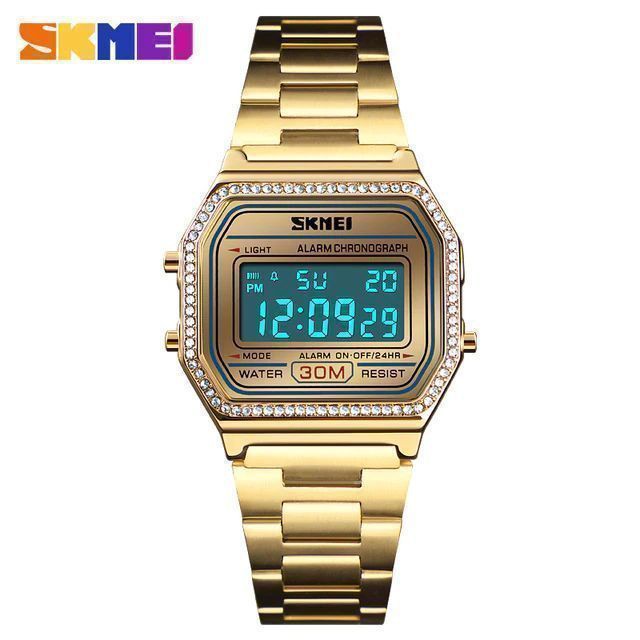 SKMEI 1474 Jam Tangan Wanita Digital Tali Stainless WATCHKITE WKOS