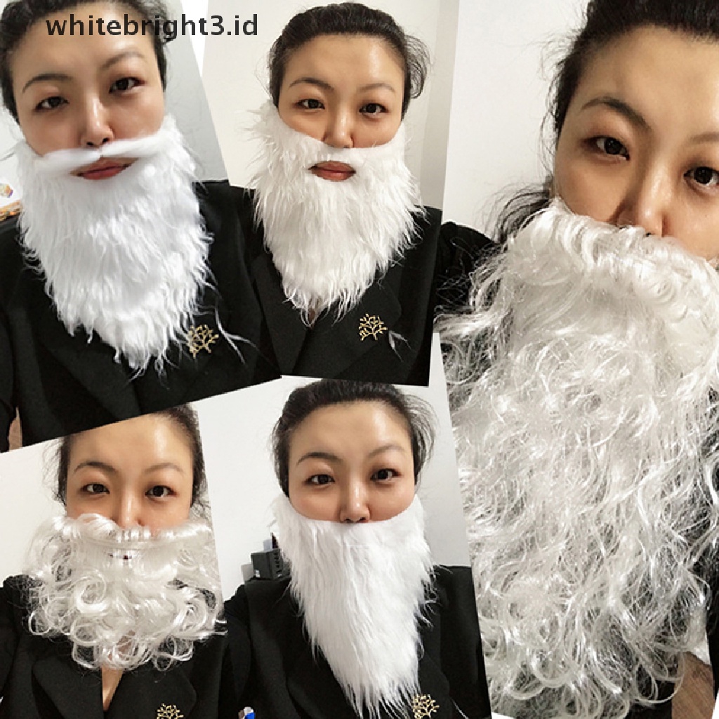 (whitebright3.id) Kumis Palsu Santa Claus Warna Putih Untuk Properti Pesta Natal