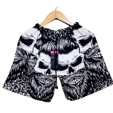 BEST SELLER 1 - BOXER PRIA WANITA| CELANA DALAM PENDEK KOLOR BOXSER PANTAI BAHAN KATUN BOKSER DISTRO SURFING PREMIUM PANTAI SANTAI RENANG COWOK PRIA WANITA CEWEK LAKI LAKI COWO PEREMPUAN REMAJA DEWASA-Skull Black