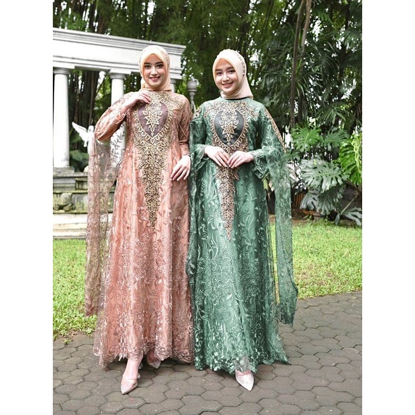 Gamis , Soraya Bordir , Gamis Tille Mix Satin Velvet , Gamis Mewah Original Pelangi Jaya Gamis Pesta