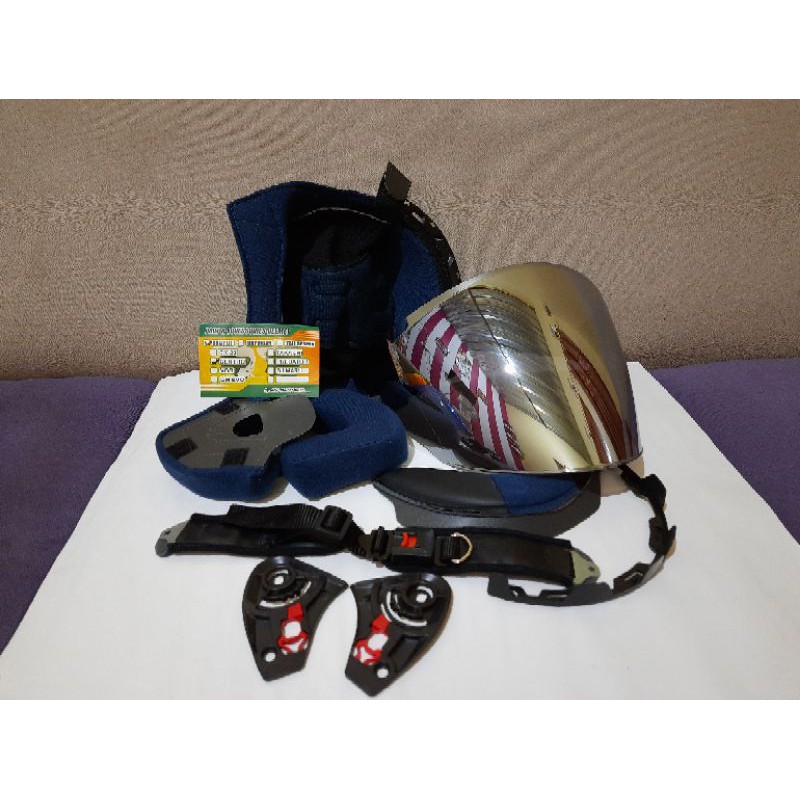 Paket komplit busa helm ink centro jet dan kaca visor venom iridium Silver
