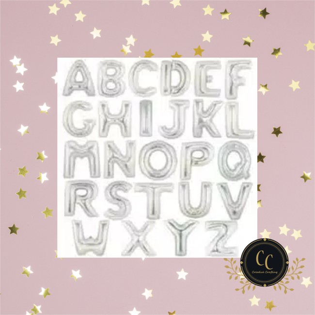 Balon Huruf  Angka SILVER 80cm