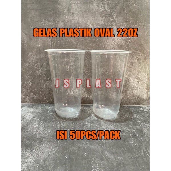(50PCS) Gelas OVAL 22oz Tebal / U Cup 22oz Bahan PP Tebal