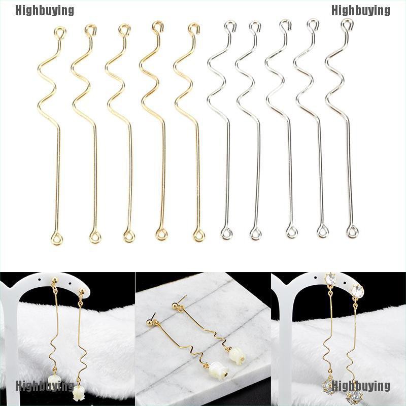 Hbid Glory 10Pcs / Set Batang Konektor Lengkung Bahan Tembaga Untuk Membuat Perhiasan Anting DIY