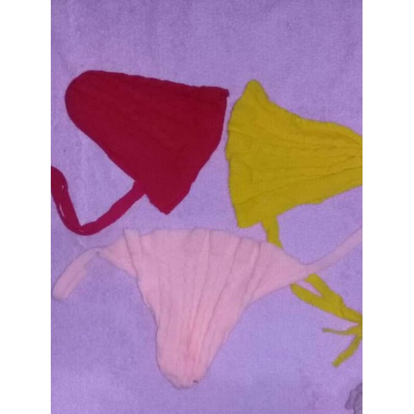 kupluk rajut tali 0-3 tahun