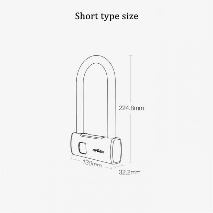 AREOX U8 Short U-Lock Fingerprint - Gembok Sepeda Anti Maling