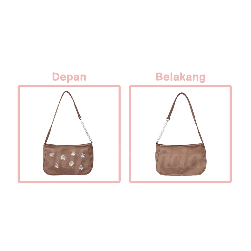 TAS PUNDAK SHOULDER BAG WANITA BUNGA COKLAT PINK SHIFRA