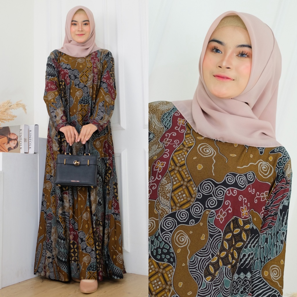 BATIKA Maxy / Kaila Dress - Gamis Calvin jeans Terbaru LD100-110 XL- 4L / Calvin Jeans Batik / R.22 - 023-5390 / R.27 - 022-5340