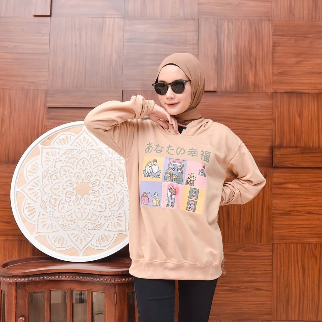 SWEATER WANITA . DERY SWEATER . HOODIE WANITA . SWEATER WANITA MURAH . KOREAN STYLE . SWEATER KOREA-cream