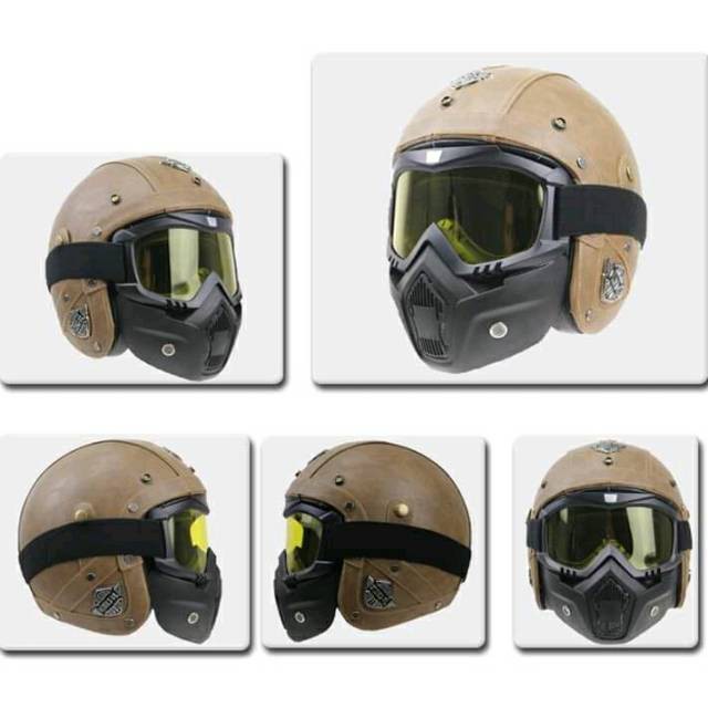 TaffSPORT BOLLFO Kacamata Goggles Mask Motor Retro Anti Glare Windproof hitam gold jnp