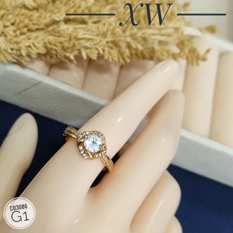 Cincin Wanita Zircon motif Bunga Mewah C03086