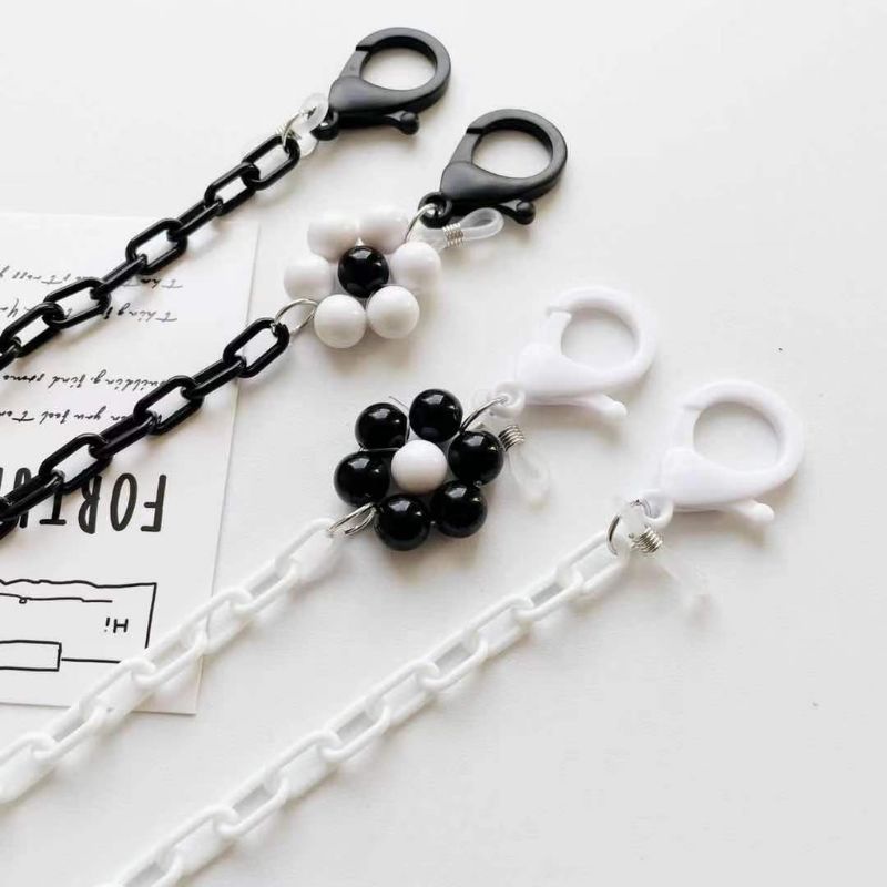 PROMO 4.4 Strap Masker Import 2in1 Rantai Kacamata Hiasan Manik Bunga Bulat Simple / Gantungan Masker / Kalung Masker