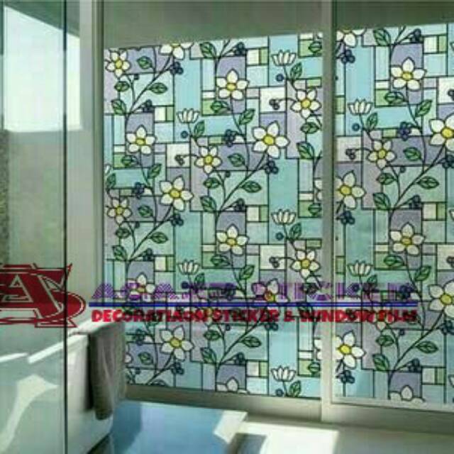 Sticker kaca film sticker kaca sanblast motif film motif bunga taman