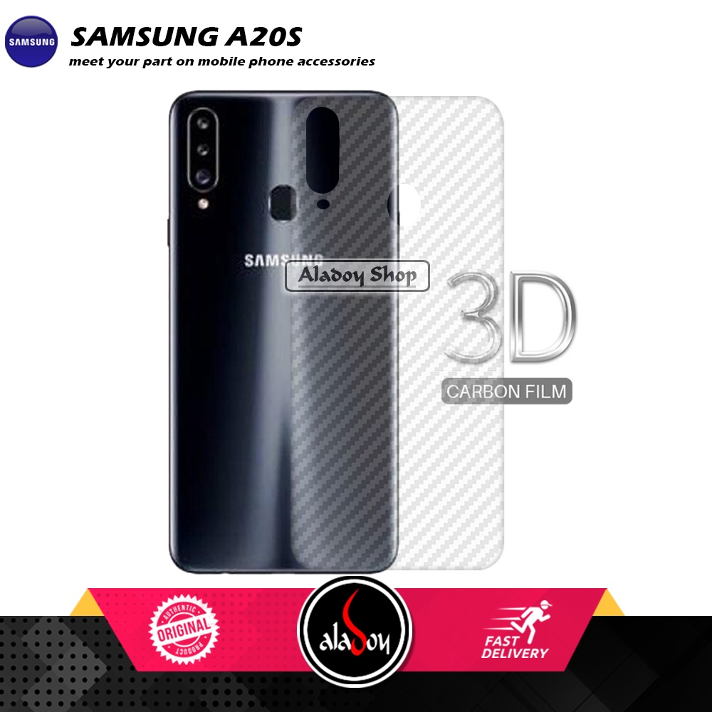 Case SAMSUNG A20S Armor Fushion Transparent Casing + Tempered Glass Full Layar dan Skin Carbon