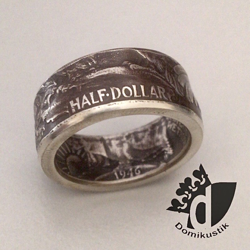 Cincin Koin Perak Silver Half dollar Walking Liberty