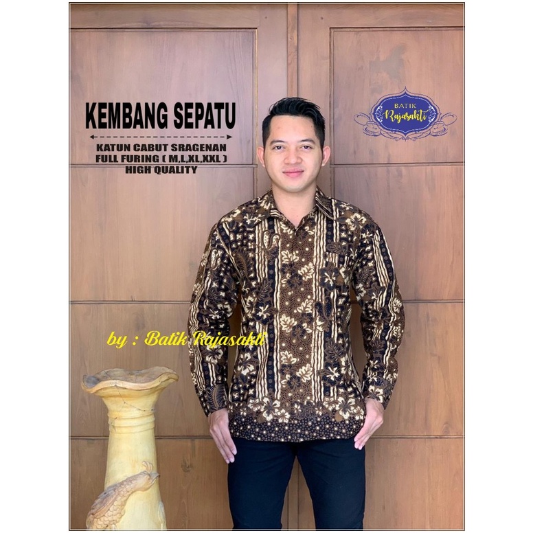 BATIK PREMIUM KEMBANG SEPATU KEMEJA BATIK PRIA SOLO LENGAN PANJANG LAPIS FURING ATASAN PREMIUM MODER