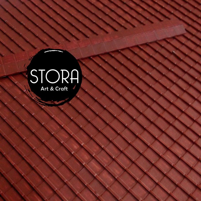BAHAN MAKET ATAP MERAH + WUWUNGAN - MINIATUR PANEL GENTENG - HARD ROOF SHEET