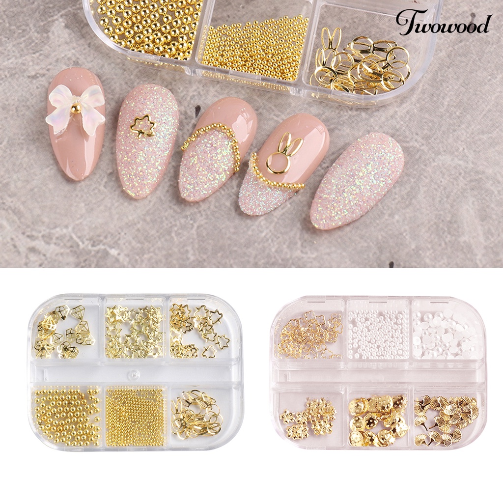 Manik-manik Charms Steel Bentuk Bintang Hollow 3D Untuk Dekorasi Nail Art