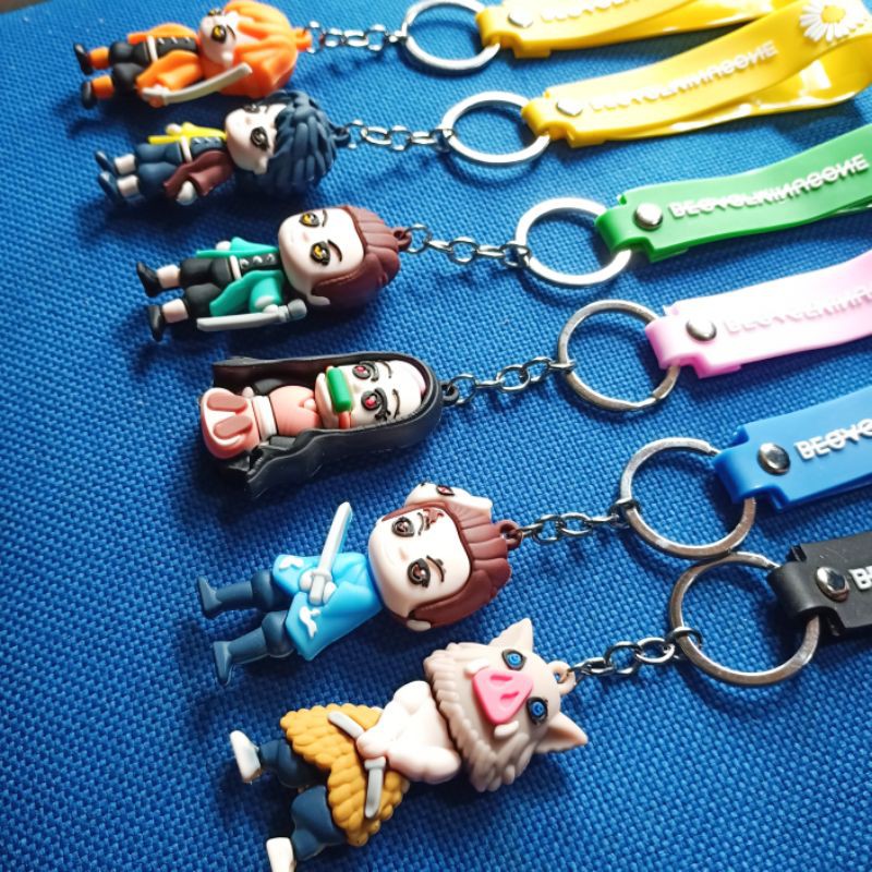 Set 6pcs Figure Demon Slayer Kimetsu No Yaiba Tanjiro Nezoko Zenitsu Inosuke 3D Keychain