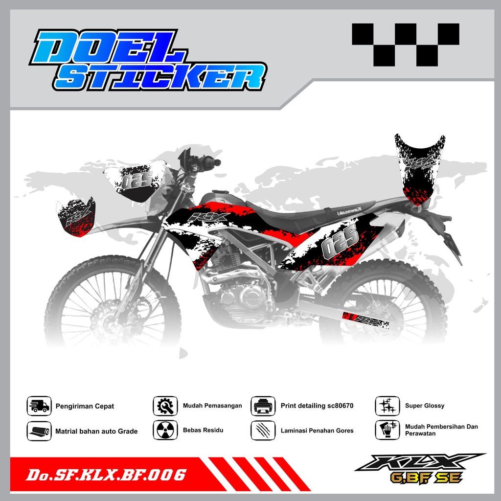 Sticker Striping Honda KLX 150 G , BF , SE Lama List Variasi Hologram , Crome Doel 006