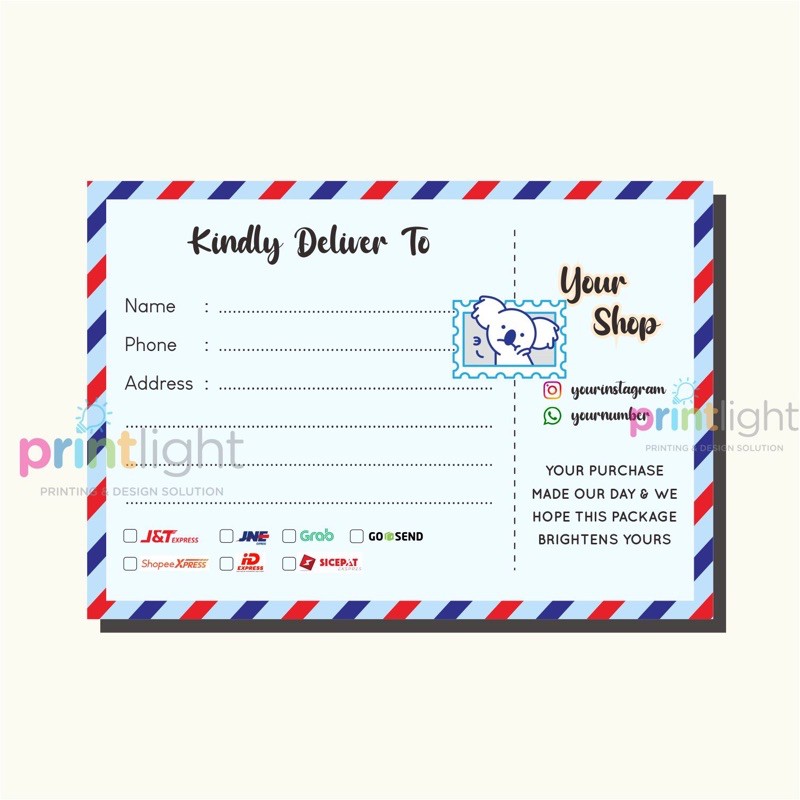 

STIKER PENGIRIMAN OLSHOP - SHIPPING LABEL - Airmail BIRU