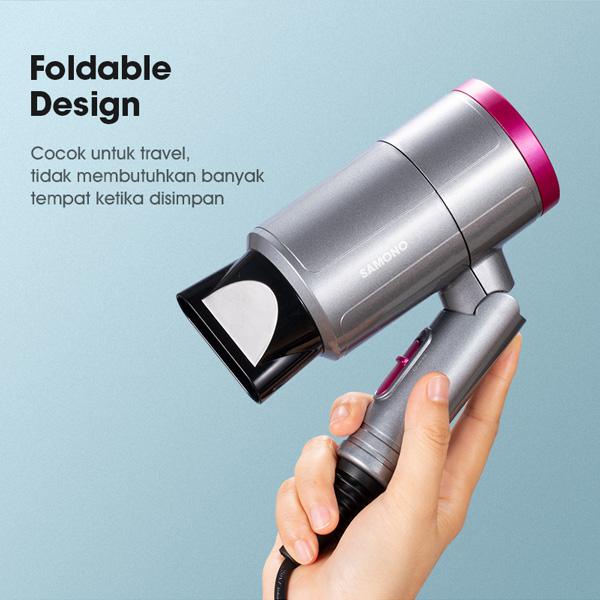 Samono Hair Dryer 1000Watt Pengering Rambut Dapat Dilipat 2 Tingkat Kecepatan Perawatan Rambut Proteksi Ganda SW-HDG11 SW-HDB11