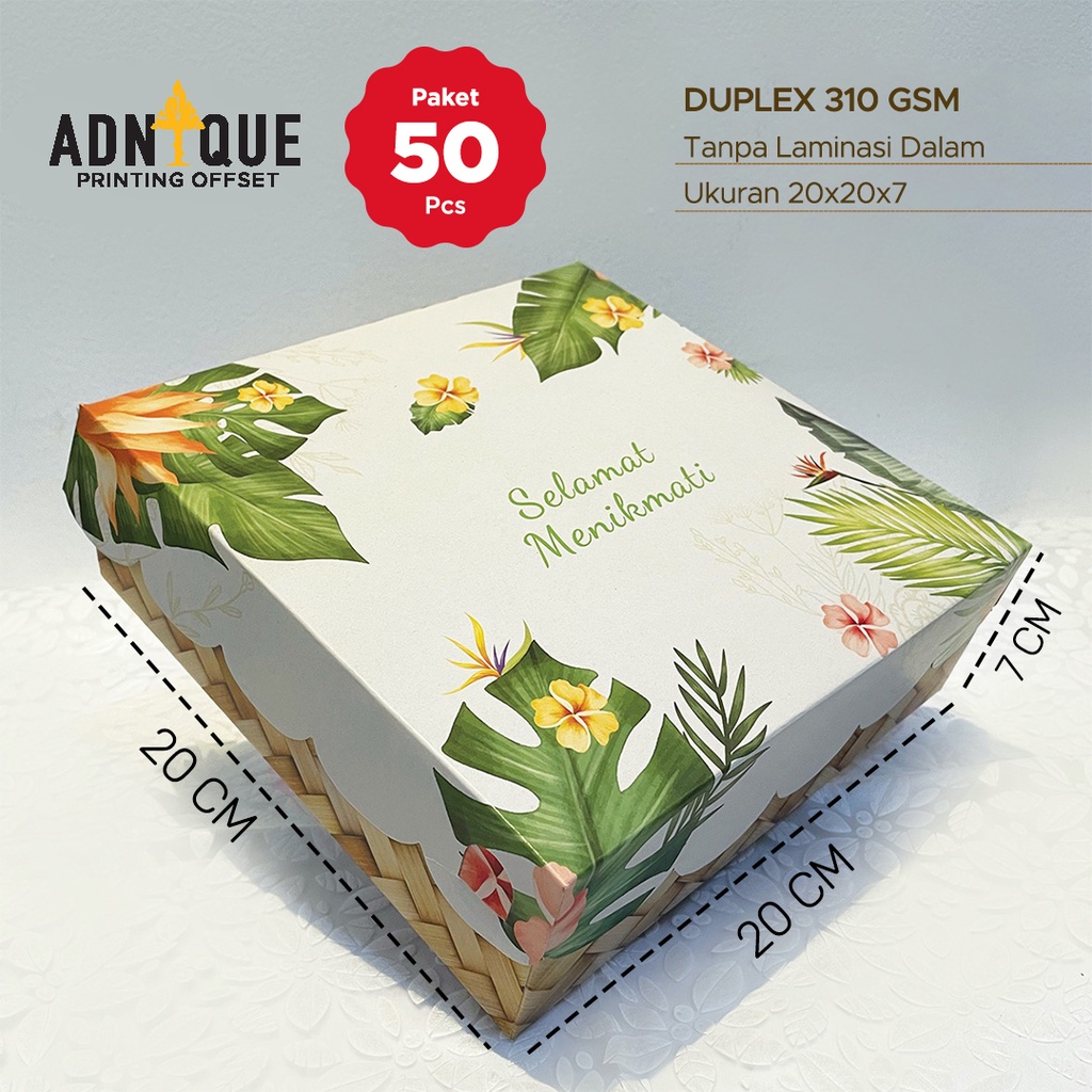 

Paket 50pcs Dus Kotak Nasi Motif FLOWER BESEK Ukuran jadi P20 L20 T7