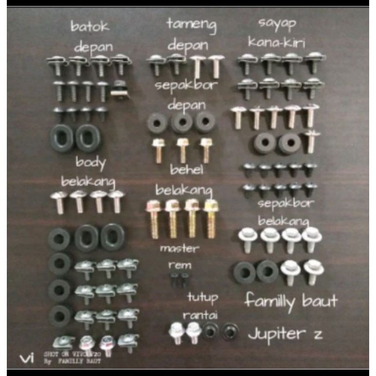 baut lengkap Jupiter z burhan.baut full set lengkap baut karet ring bos Jupiter z Burhan