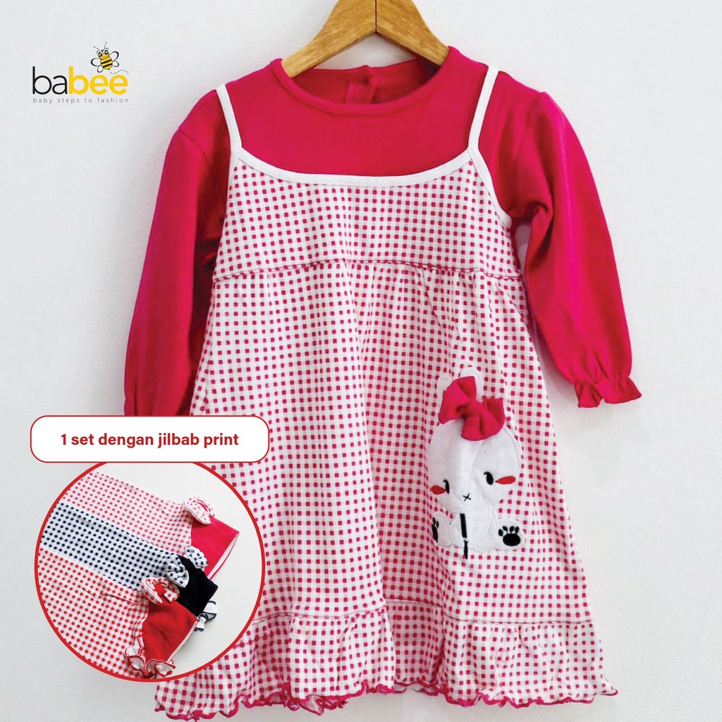 POLKA RABBIT / BON BON / LITTLE BEE HEAD Setelan Gamis Baju Muslim Hijab Lucu Fashion Anak Bayi Perempuan Cewek Terlaris Terbaru