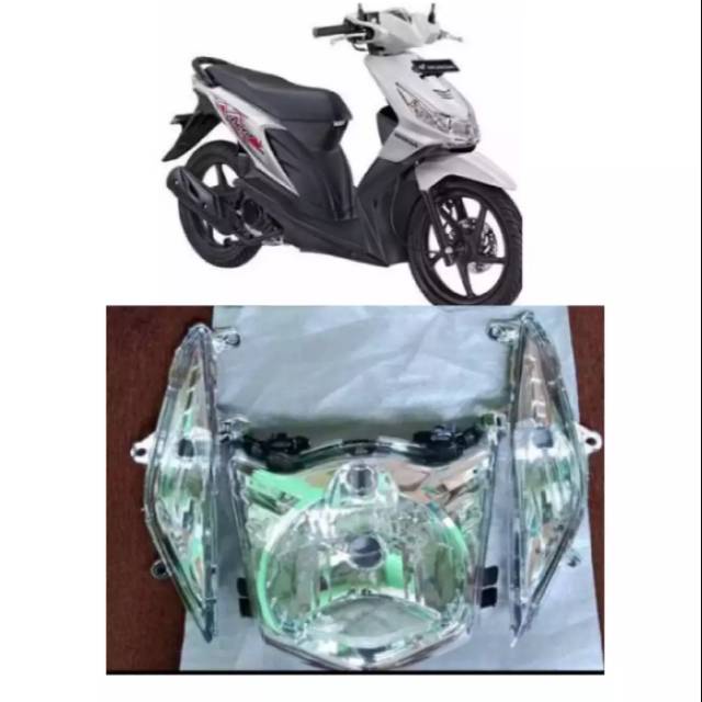 reflektor mika lampu dan sen depan beat karbu satu set