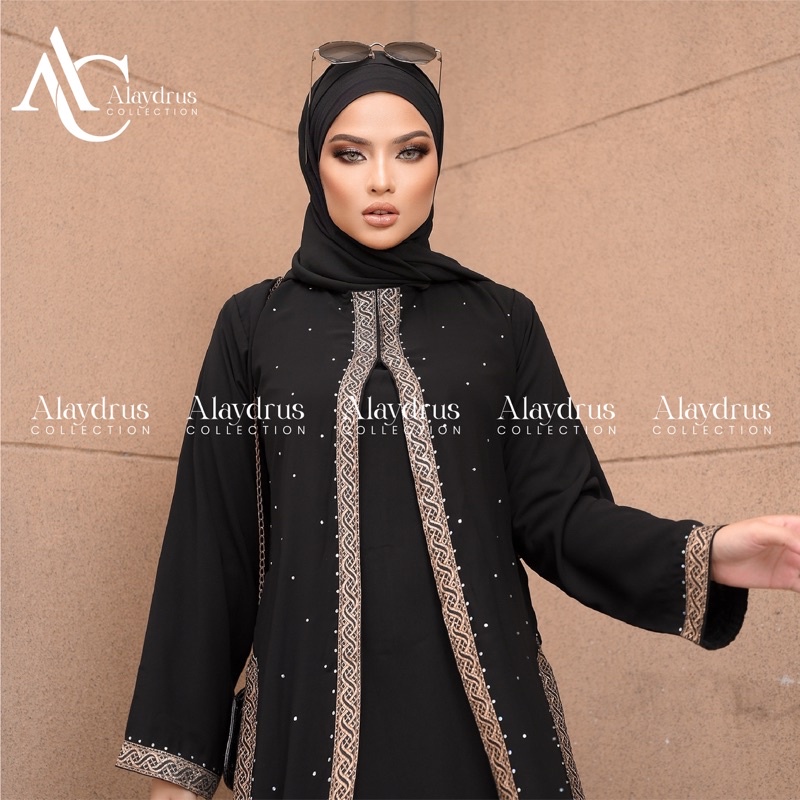 Baju Muslim Abaya Bordir Gamis Maxi Dress Arab Saudi Bordir Zephy Turki Umroh Sifon tengah India