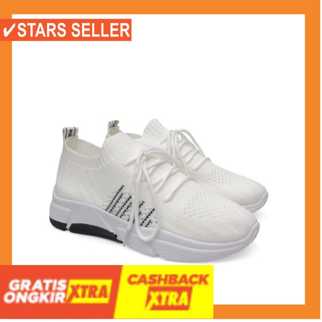 NYAMAN AWET TAHAN LAMA KUAT ORIGINAL COD / PVN Sepatu Sneakers Wanita Sport Shoes Putih 105