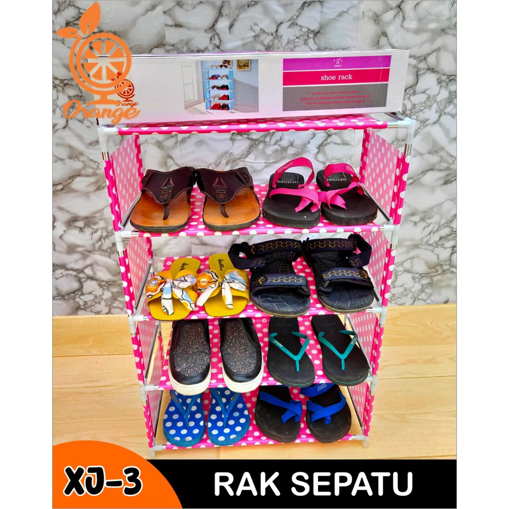 Rak Sepatu 4 Susun Serbaguna Bongkar Pasang Motif Polka