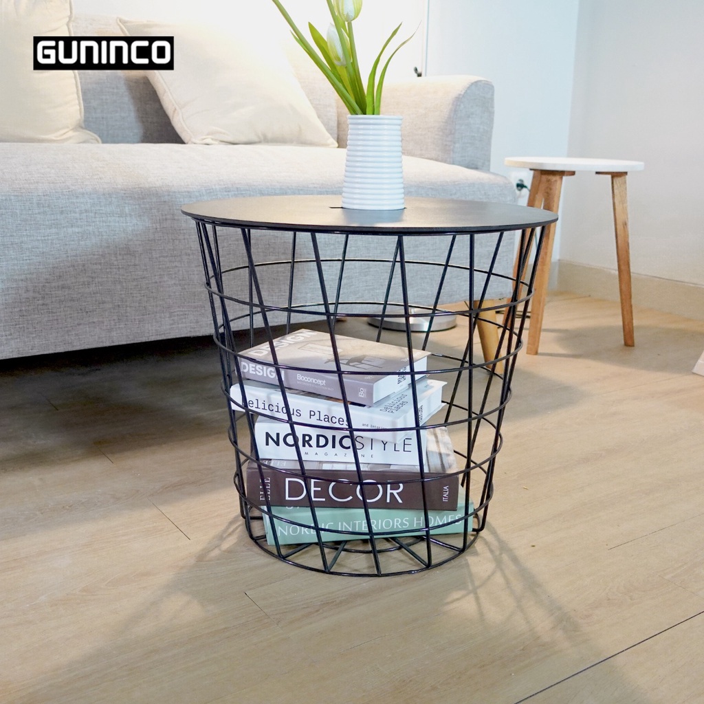 GUNINCO MEJA TOPAZ TOPAS LETTA NAKAS JUMBO Bulat Besi Kayu Minimalis Furnishing Meja Storage Penyimp