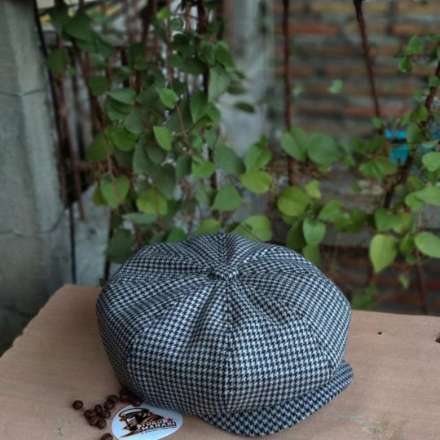 Newsboy Houndstooth / topi newsboy unisex / topi jamur / topi kodok / flat cap / topi sutradara